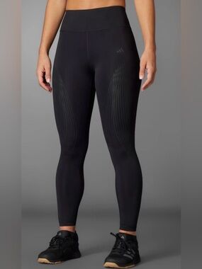adidas Women’s High Rise 7/8 Textured Training Leggings Black Size S